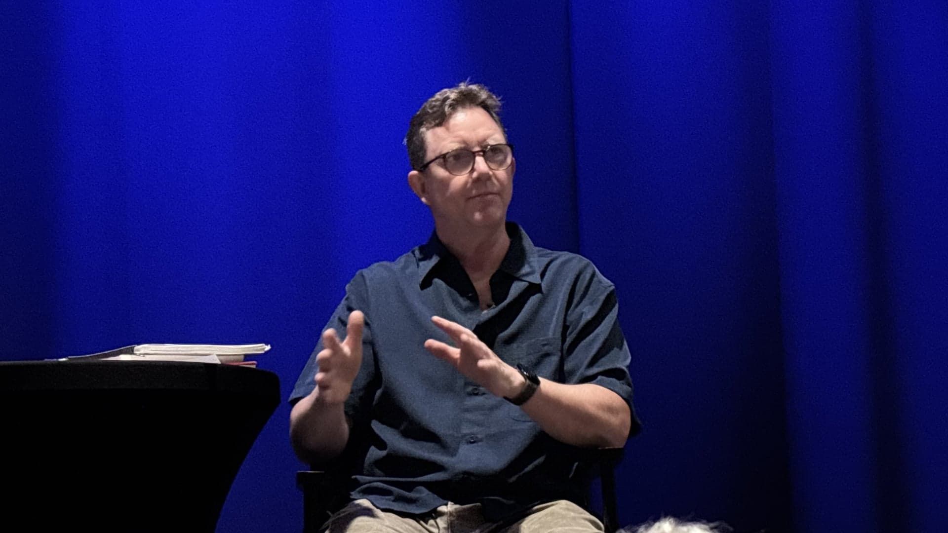 Tasker Smith speaks at the Center for the Arts in Natick