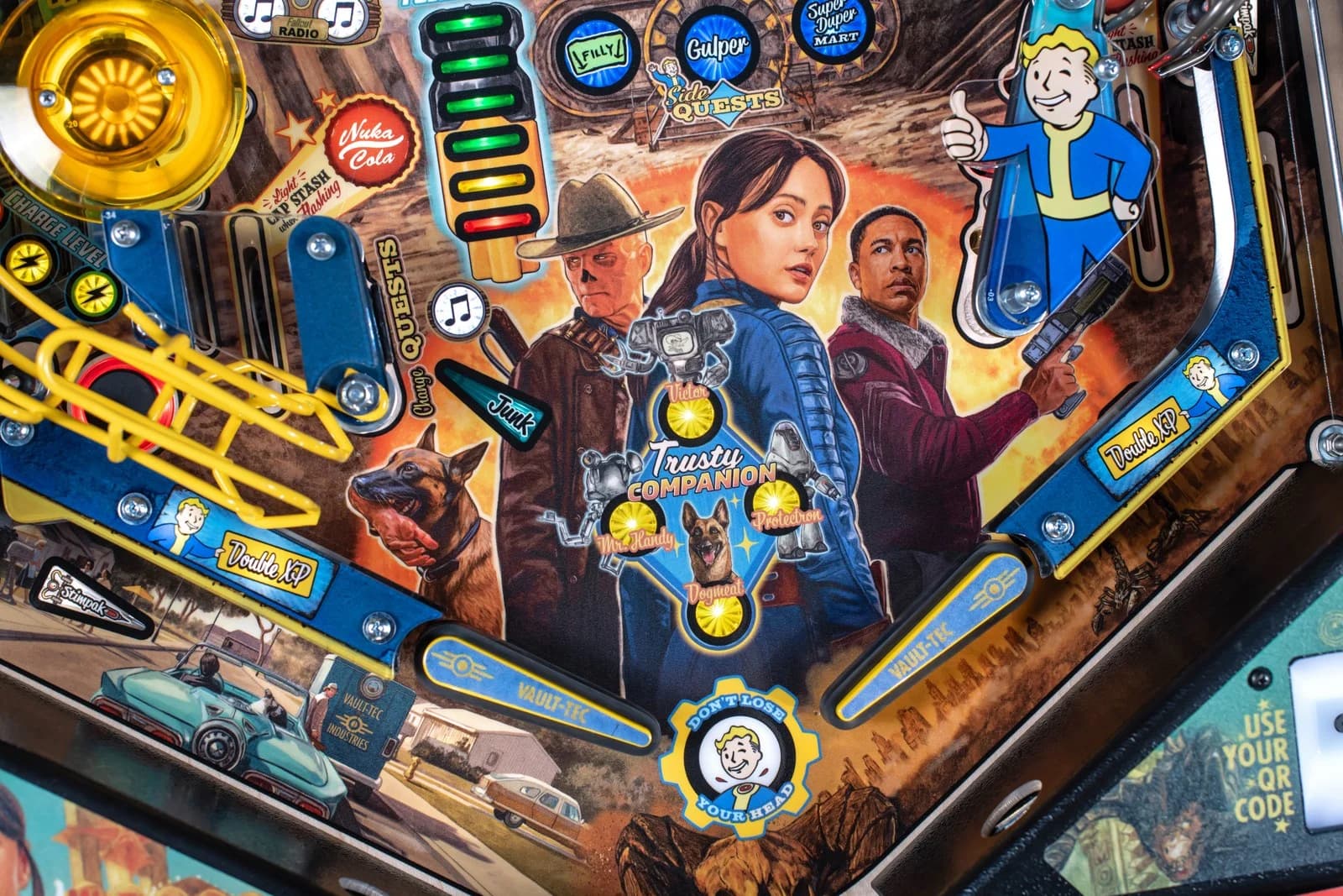 Pro lower playfield art with Lucy, the Ghoul and Maximus, and the Fusion Core inserts