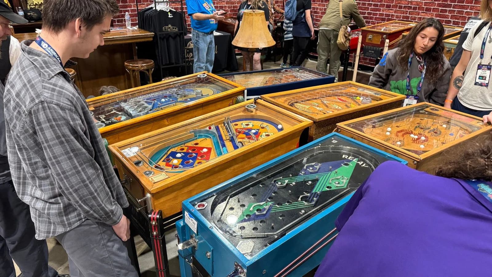 The No Flip Pinball area, where the pre-war machines from the 1930s were set up to play.