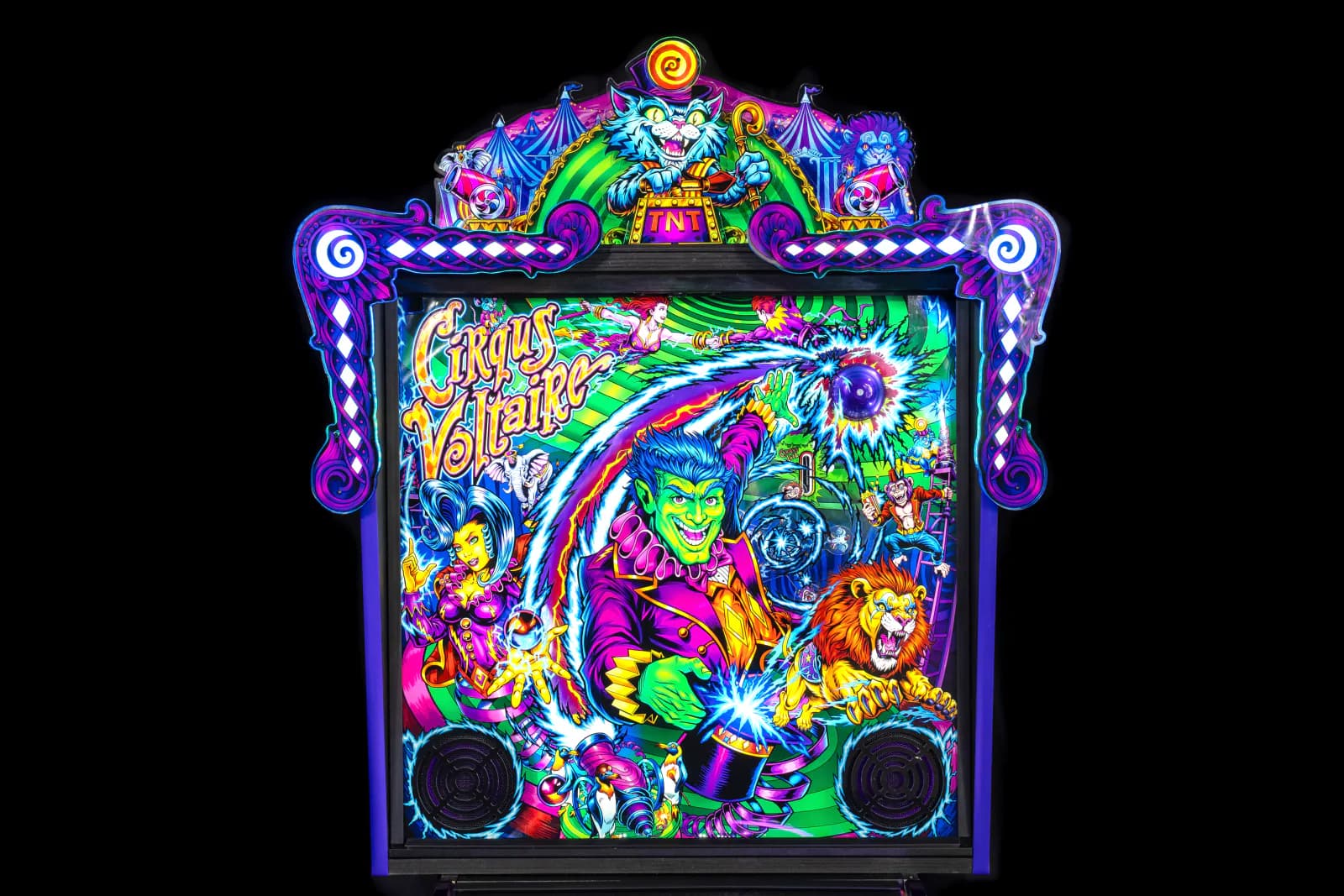 Backbox and illuminated topper, head-on