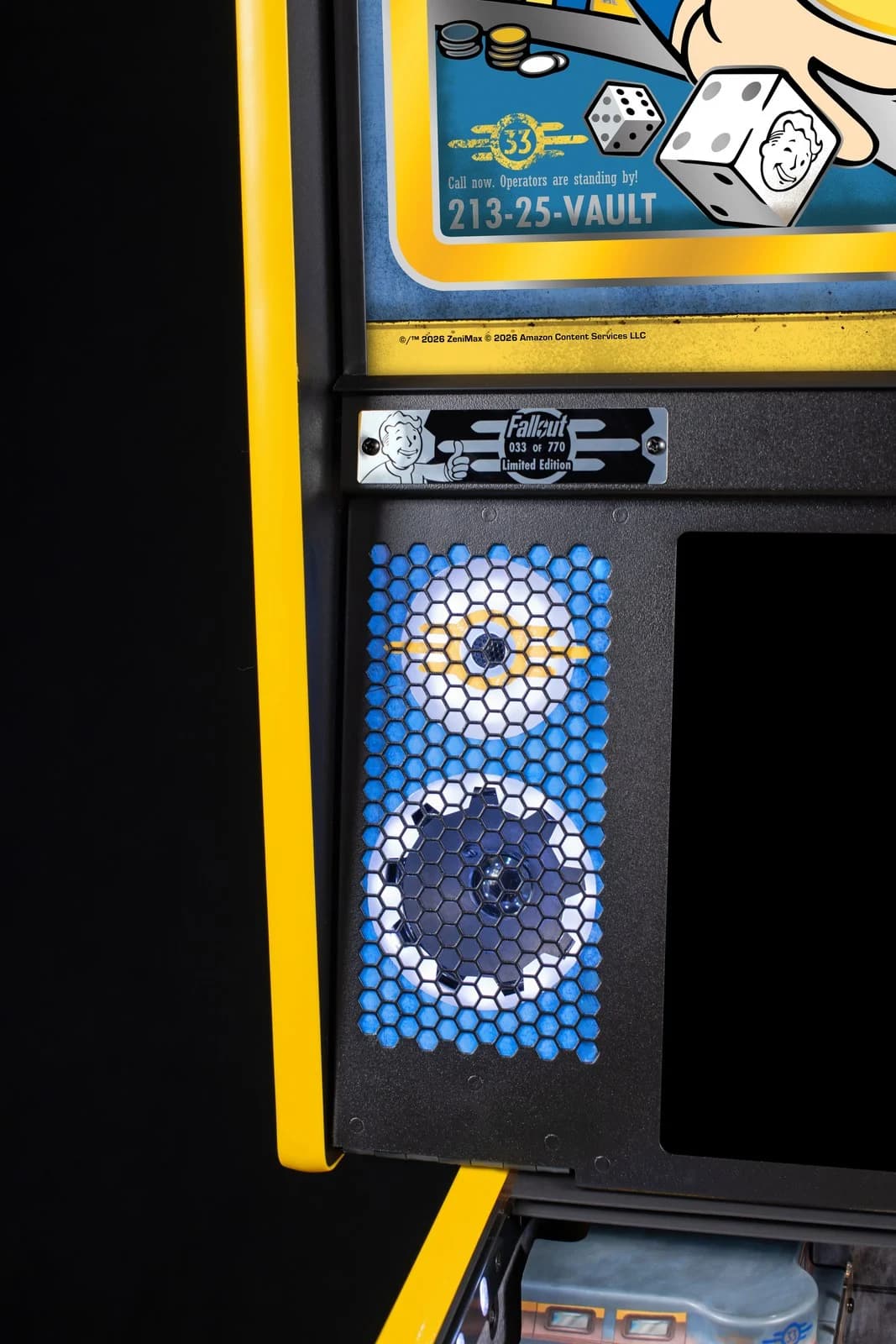 LE speaker panel with laser-cut shapes and the 213-25-VAULT plate