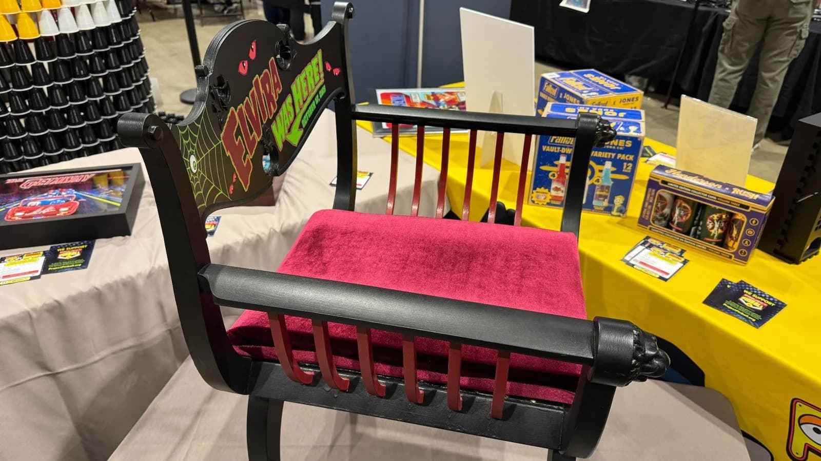 The Elvira chair Greg Freres created and donated to the silent auction for Project Pinball. Just short of 69 bids, for a whopping $1,786 raised!