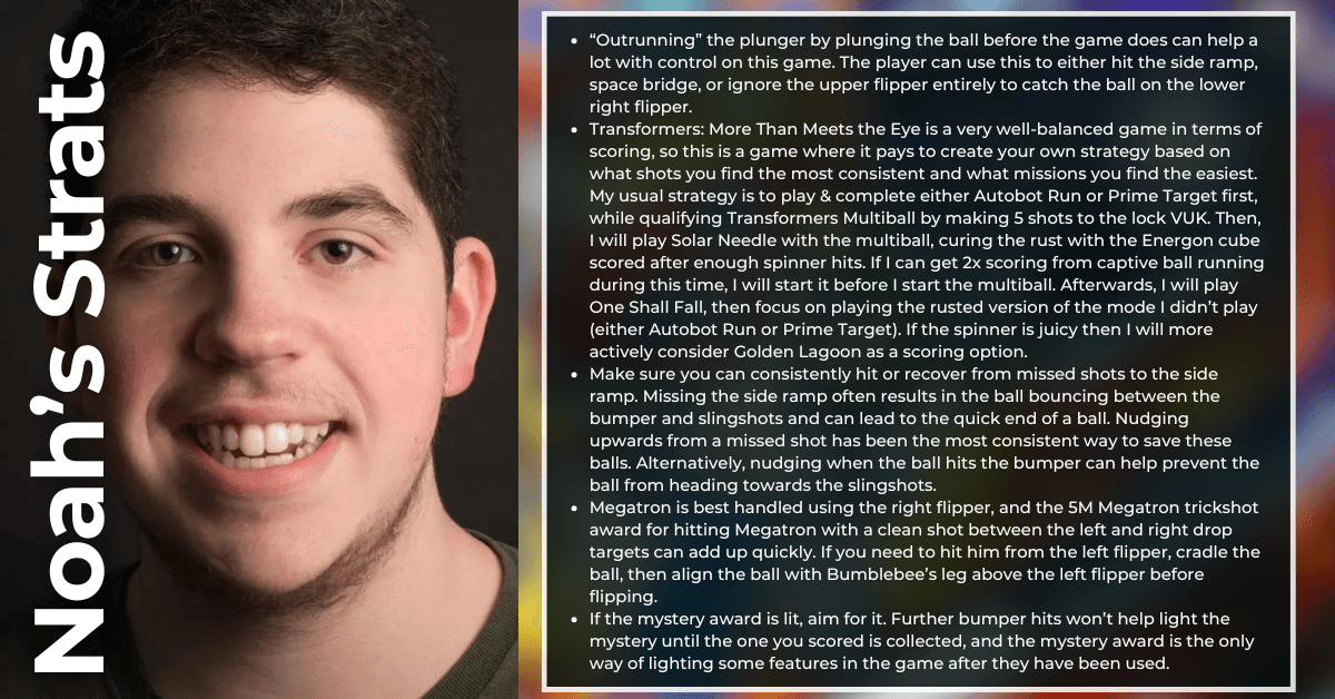 Noah's Transformers Pinball Strategies