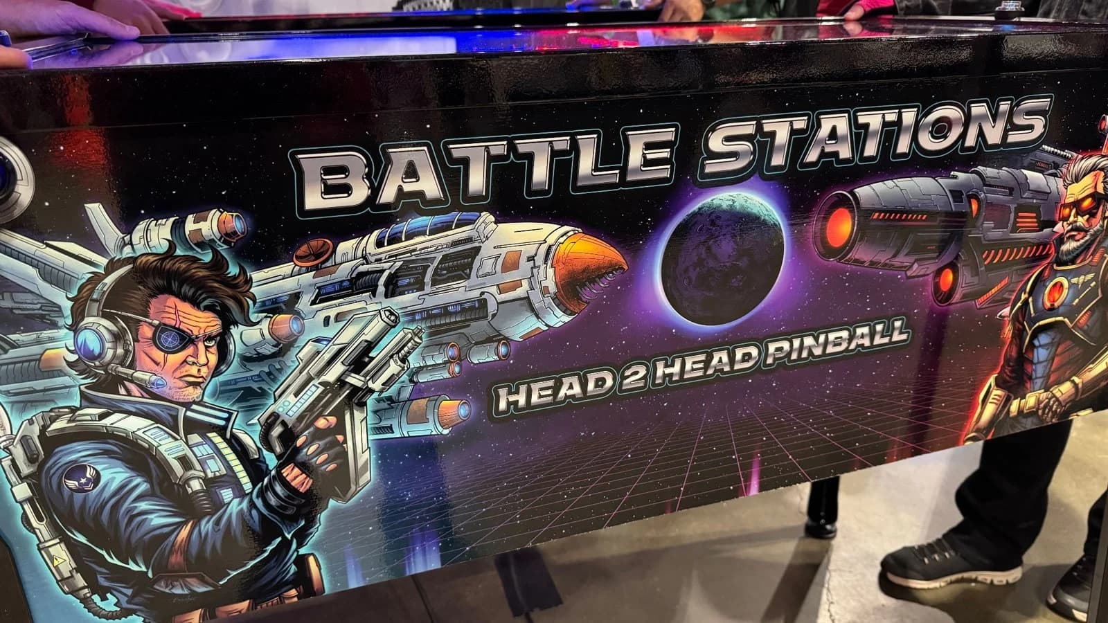 Battle Stations cabinet art reading Head 2 Head Pinball