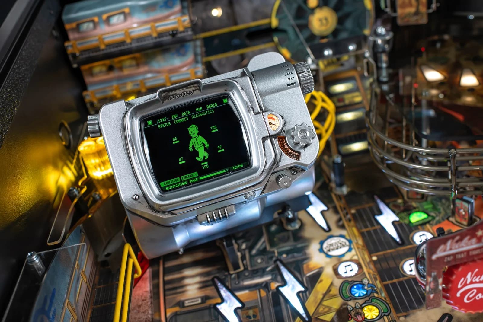 The Pip-Boy playfield LCD on the Premium