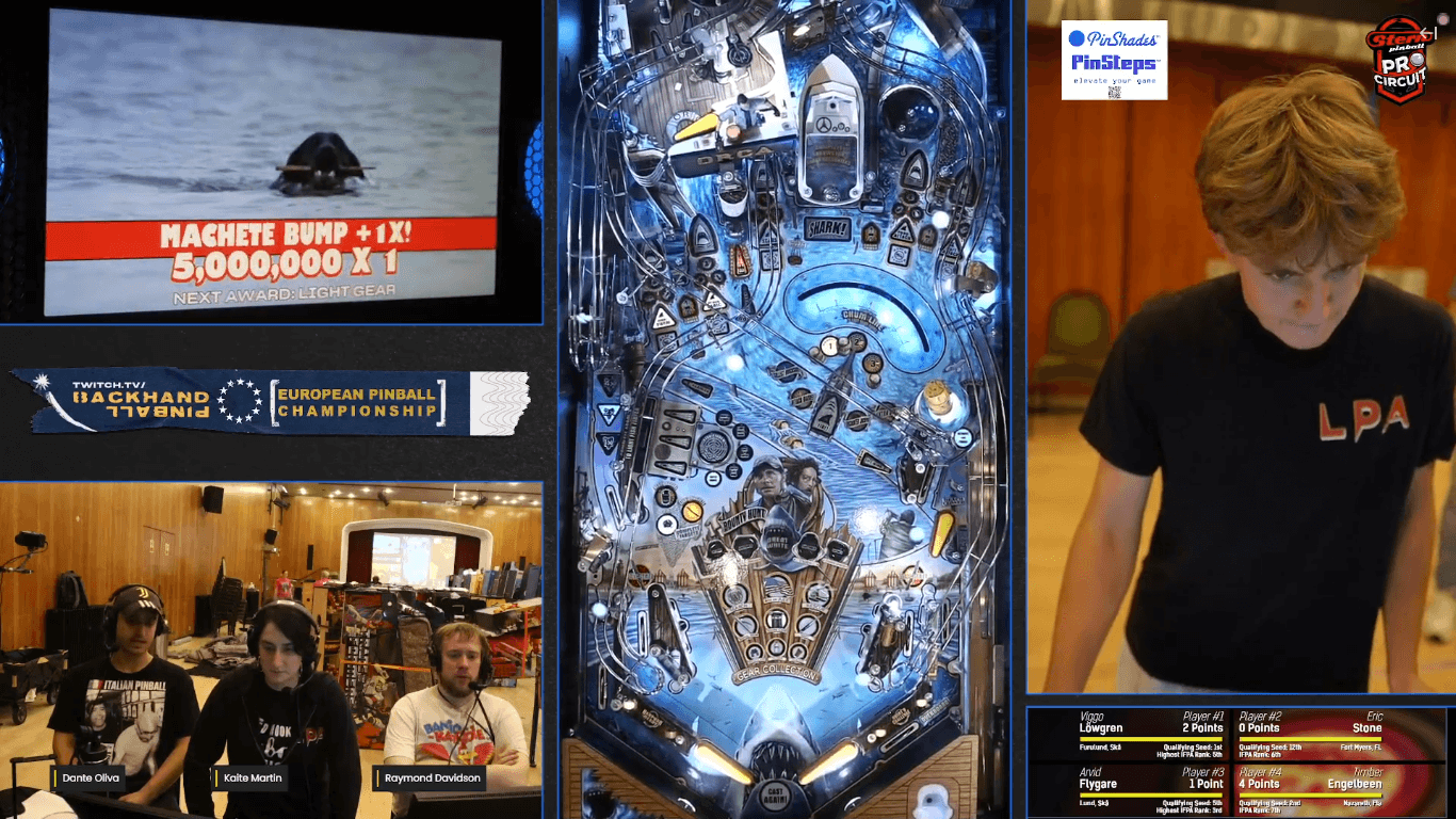 Stream frame of the EPC 2026 finals showing Arvid Flygare playing JAWS