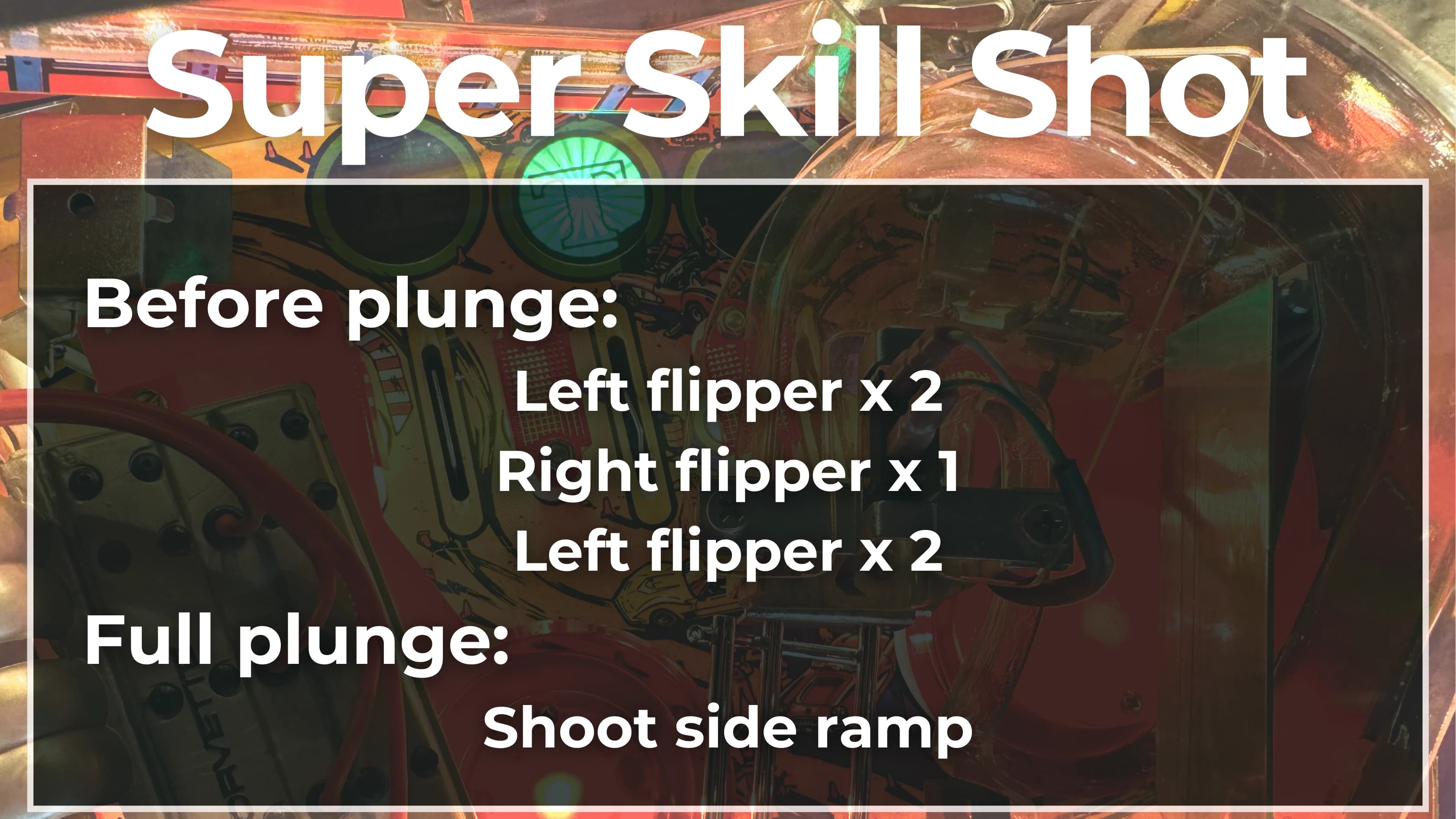 Pinball machine strategy showing flipper and shoot side ramp instructions
