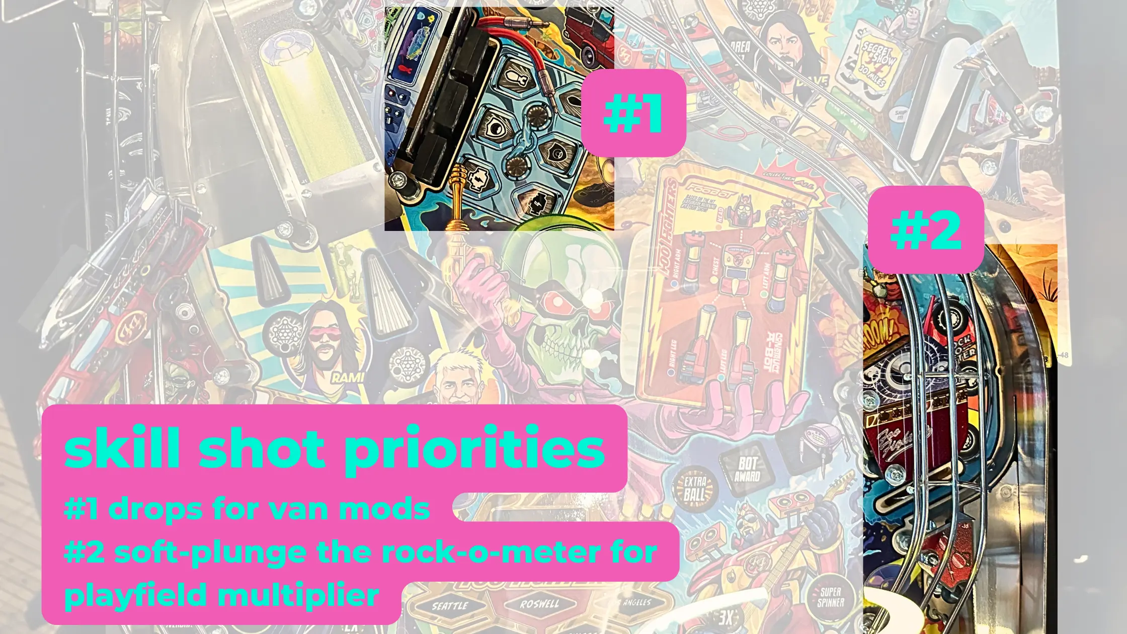 skill shot and van mods explained in foo fighters pinball by stern