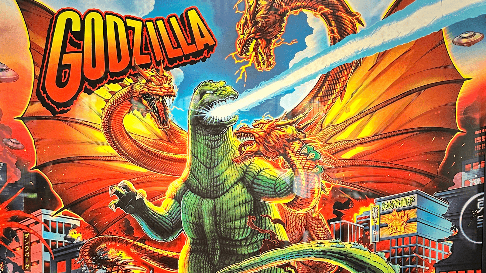 Godzilla Pinball Back Glass Art