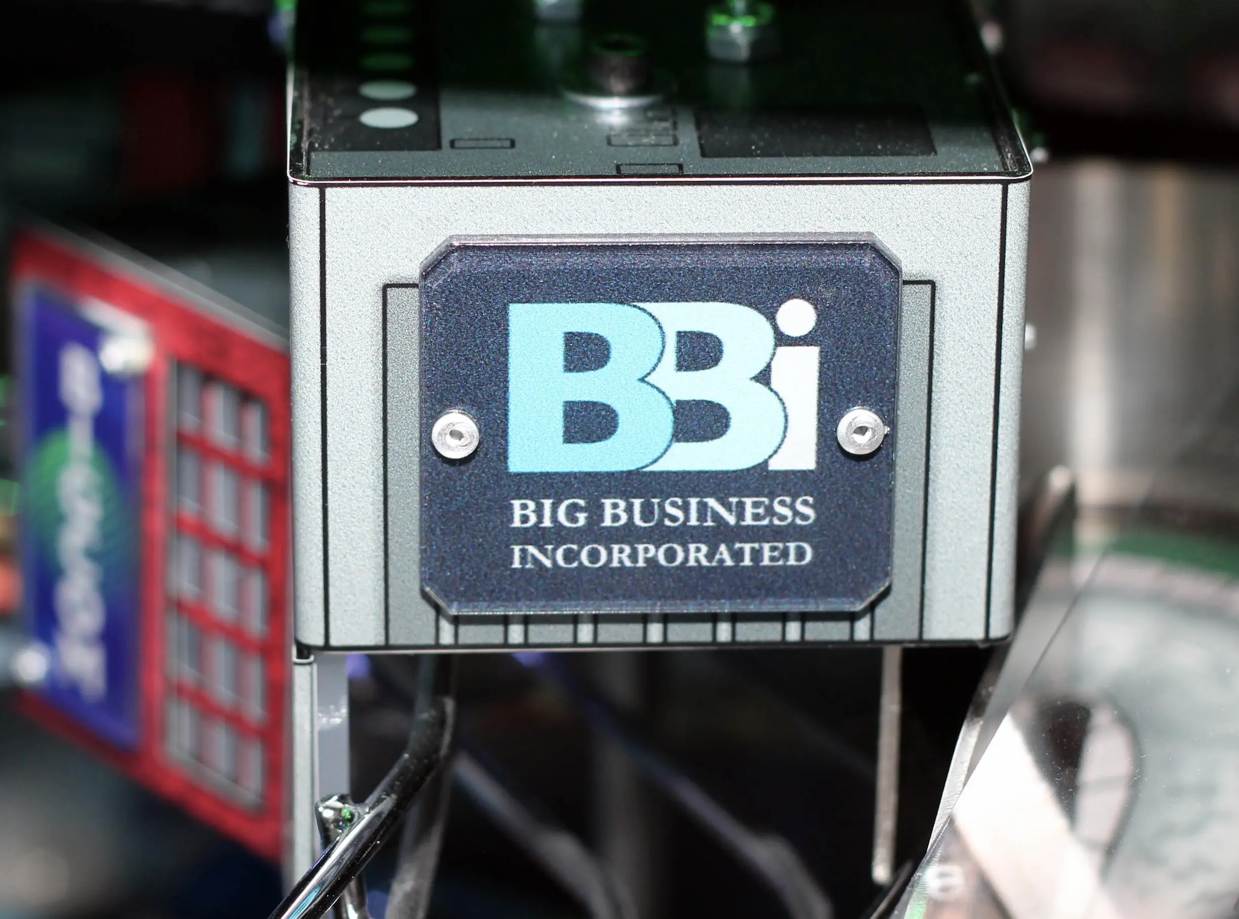 BBi logo and nameplate for Big Business Incorporated industrial equipment