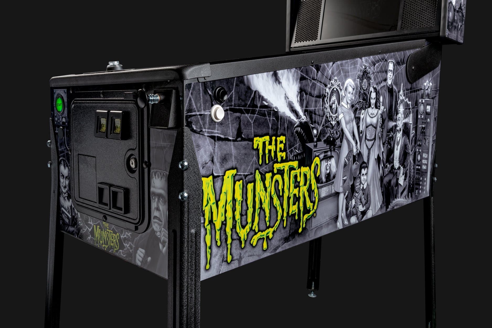 The Munsters pinball machine with classic monster characters and logo