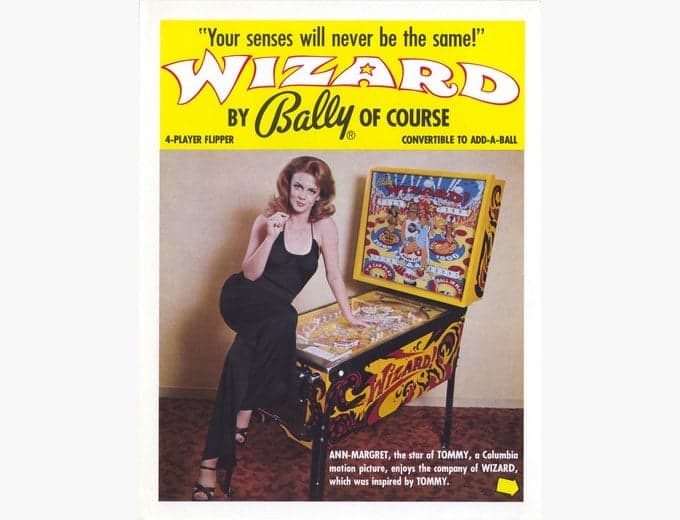 Wizard! pinball flyer, Bally Manufacturing Corporation, 1975