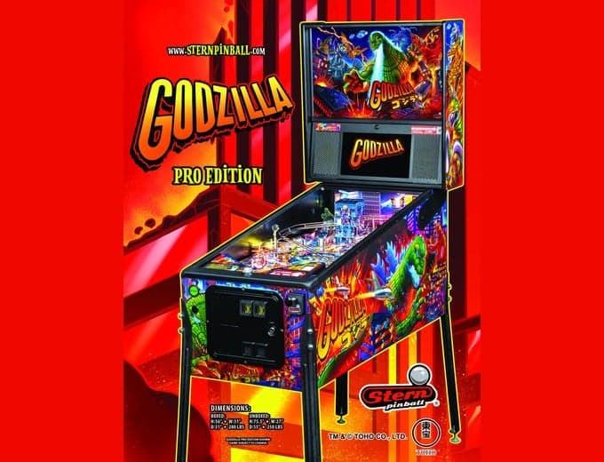 Godzilla pinball flyer, Stern Pinball, Incorporated, 2021