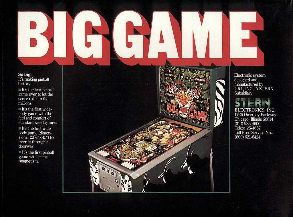 Big Game pinball flyer, Stern Electronics, Incorporated, 1980