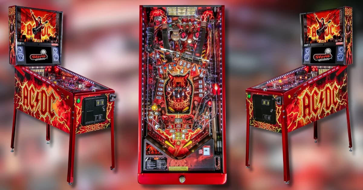 AC/DC Remastered Limited Edition cabinets from both sides around its playfield