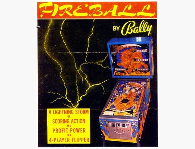 Fireball pinball flyer, Bally Manufacturing Corporation, 1972