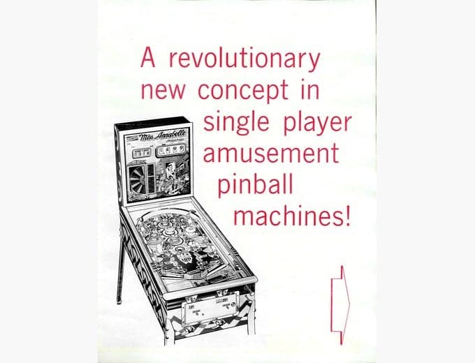 Miss Annabelle pinball flyer, D. Gottlieb & Company, 1950