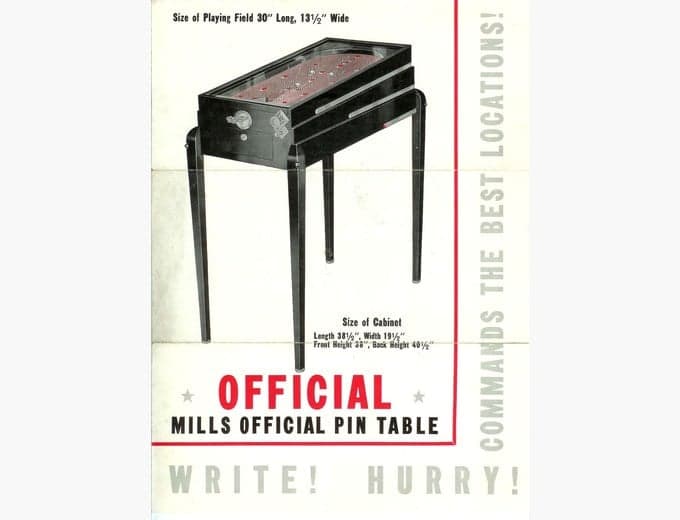 Official pinball flyer, Mills Novelty Company, 1932