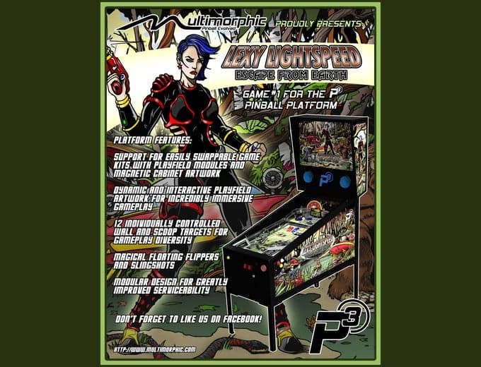 Lexy Lightspeed: Escape From Earth pinball flyer, Multimorphic, Incorporated, 2017
