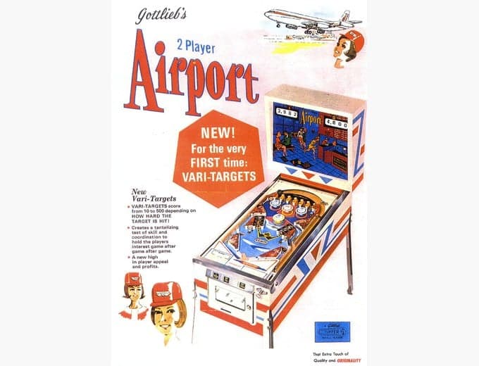 Airport pinball flyer, D. Gottlieb & Company, 1969