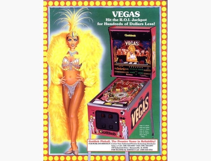 Vegas pinball flyer, Premier Technology, 1990