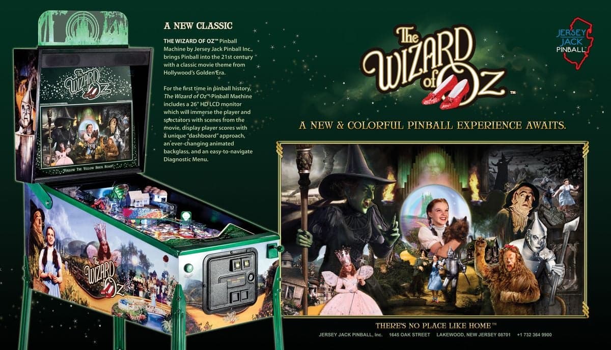 Wizard of Oz pinball flyer, Jersey Jack Pinball, Incorporated, 2013