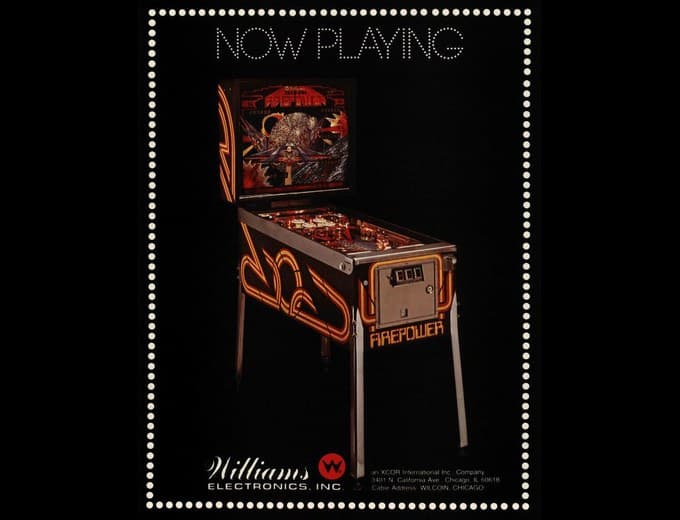Firepower pinball flyer, Williams Electronics, Incorporated, 1980