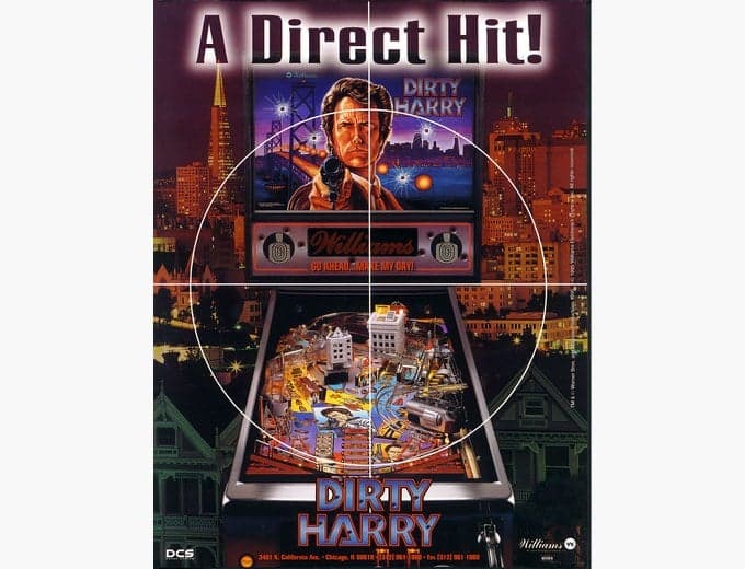 Dirty Harry pinball flyer, Williams Electronics Games, Incorporated, 1995