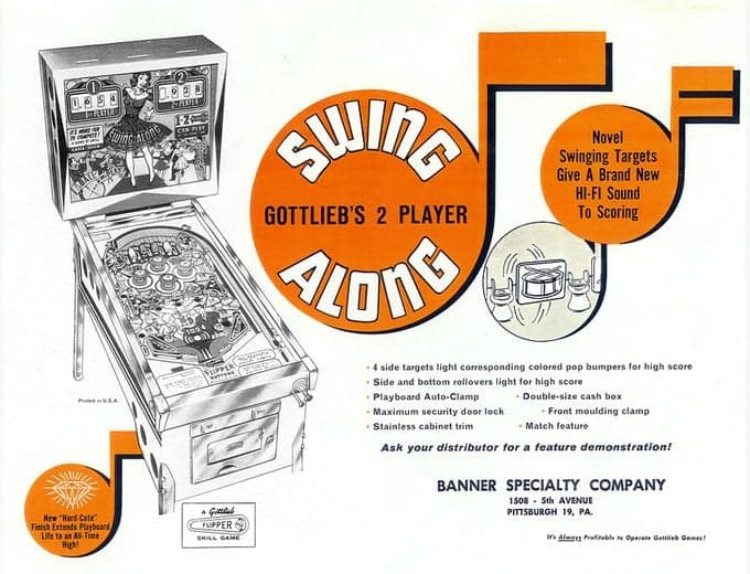 Swing-Along pinball flyer, D. Gottlieb & Company, 1963