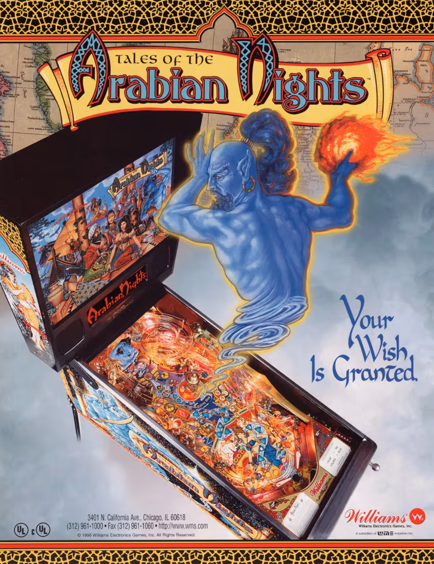 Tales of the Arabian Nights Pinball Flyer Kineticist