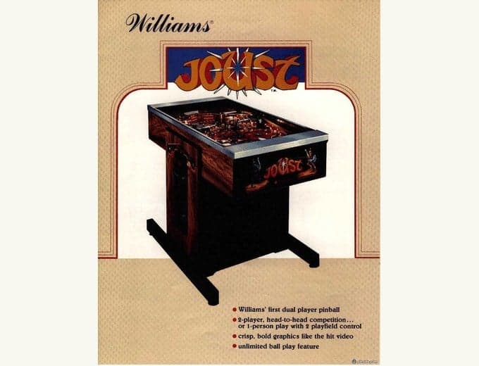 Joust pinball flyer, Williams Electronics, Incorporated, 1983