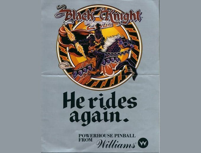 Black Knight 2000 pinball flyer, Williams Electronics Games, Incorporated, 1989