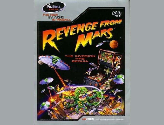 Revenge From Mars pinball flyer, Midway Manufacturing Company, 1999