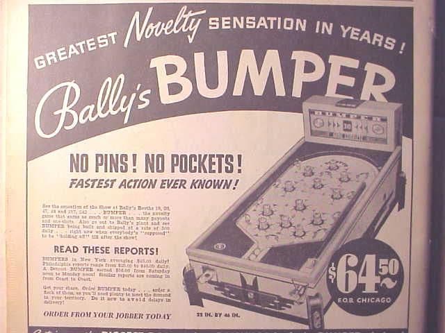 Bumper pinball flyer, Bally Manufacturing Corporation, 1936