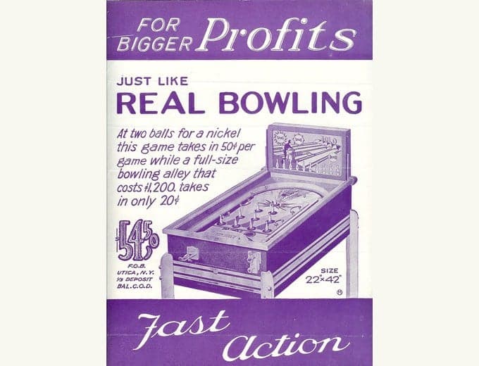 Bolo pinball flyer, Pacent Novelty Manufacturing Company, 1936