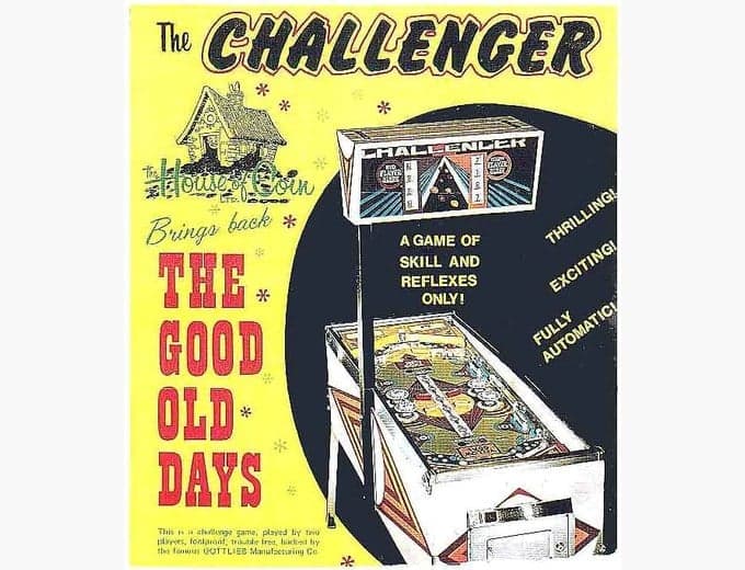 Challenger pinball flyer, D. Gottlieb & Company, 1971