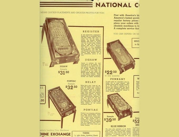 Register pinball flyer, D. Gottlieb & Company, 1934