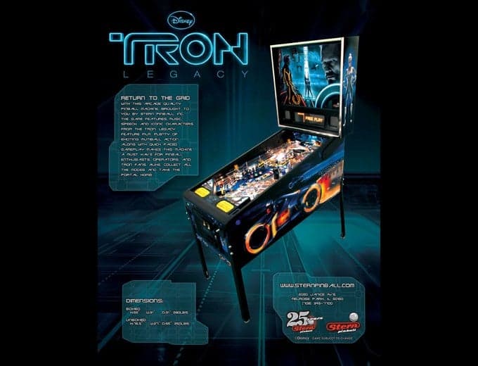 Disney TRON Legacy (Limited Edition) pinball flyer, Stern Pinball, Incorporated, 2011