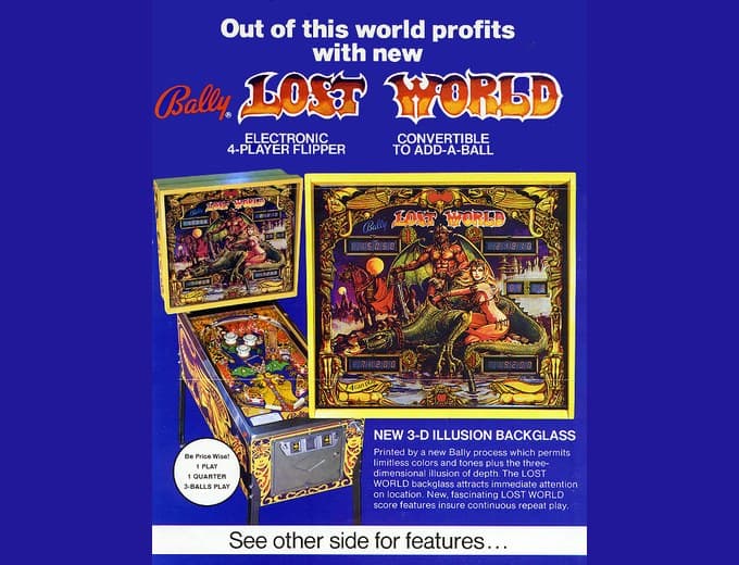 Lost World pinball flyer, Bally Manufacturing Corporation, 1978