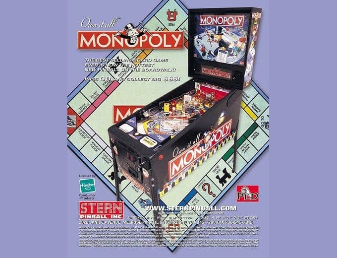 Monopoly pinball flyer, Stern Pinball, Incorporated, 2001