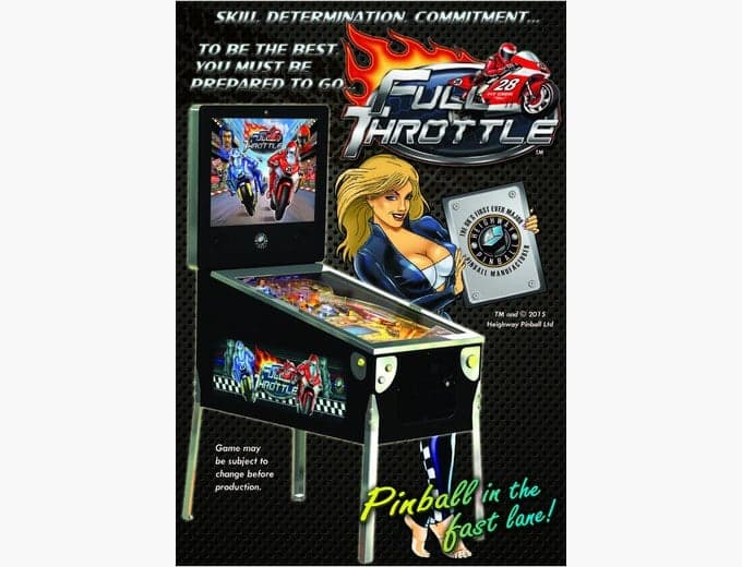 Full Throttle pinball flyer, Heighway Pinball, Limited, 2015