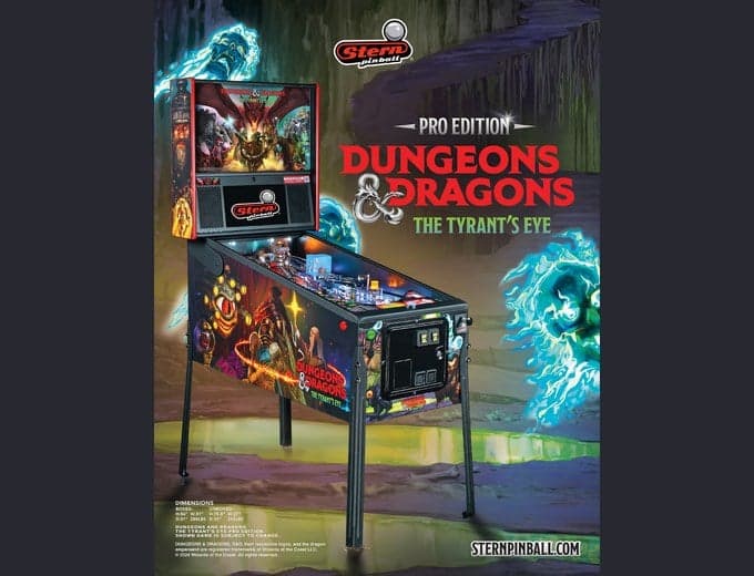 Dungeons & Dragons: The Tyrant's Eye pinball flyer, Stern Pinball, Incorporated, 2025