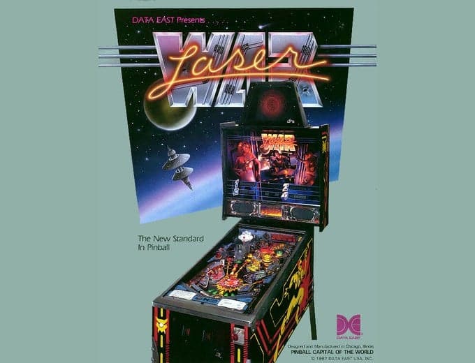 Laser War pinball flyer, Data East Pinball, Incorporated, 1987
