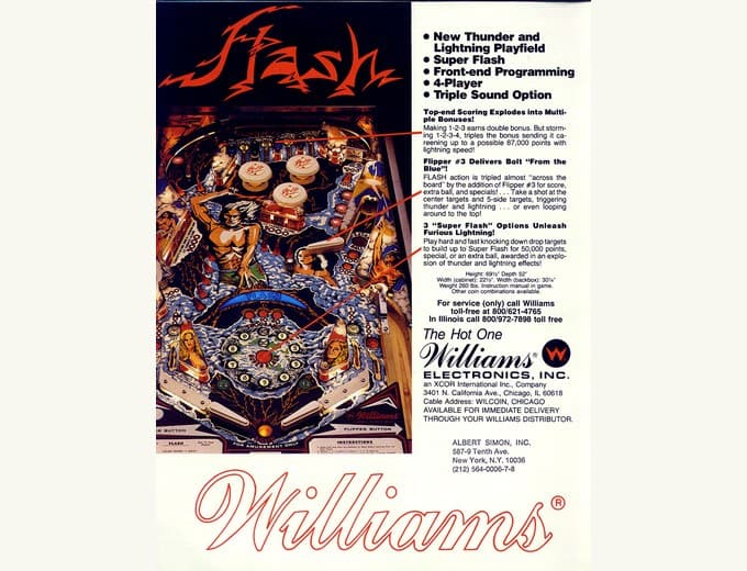 Flash pinball flyer, Williams Electronics, Incorporated, 1978