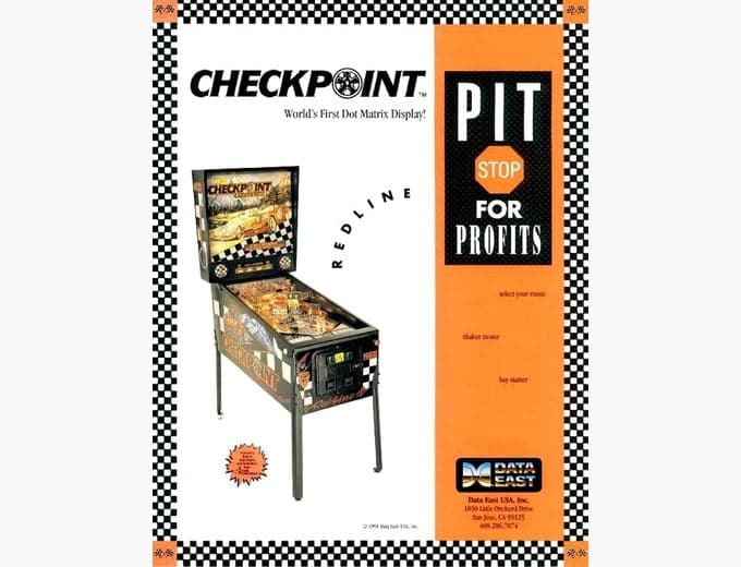 Checkpoint pinball flyer, Data East Pinball, Incorporated, 1991