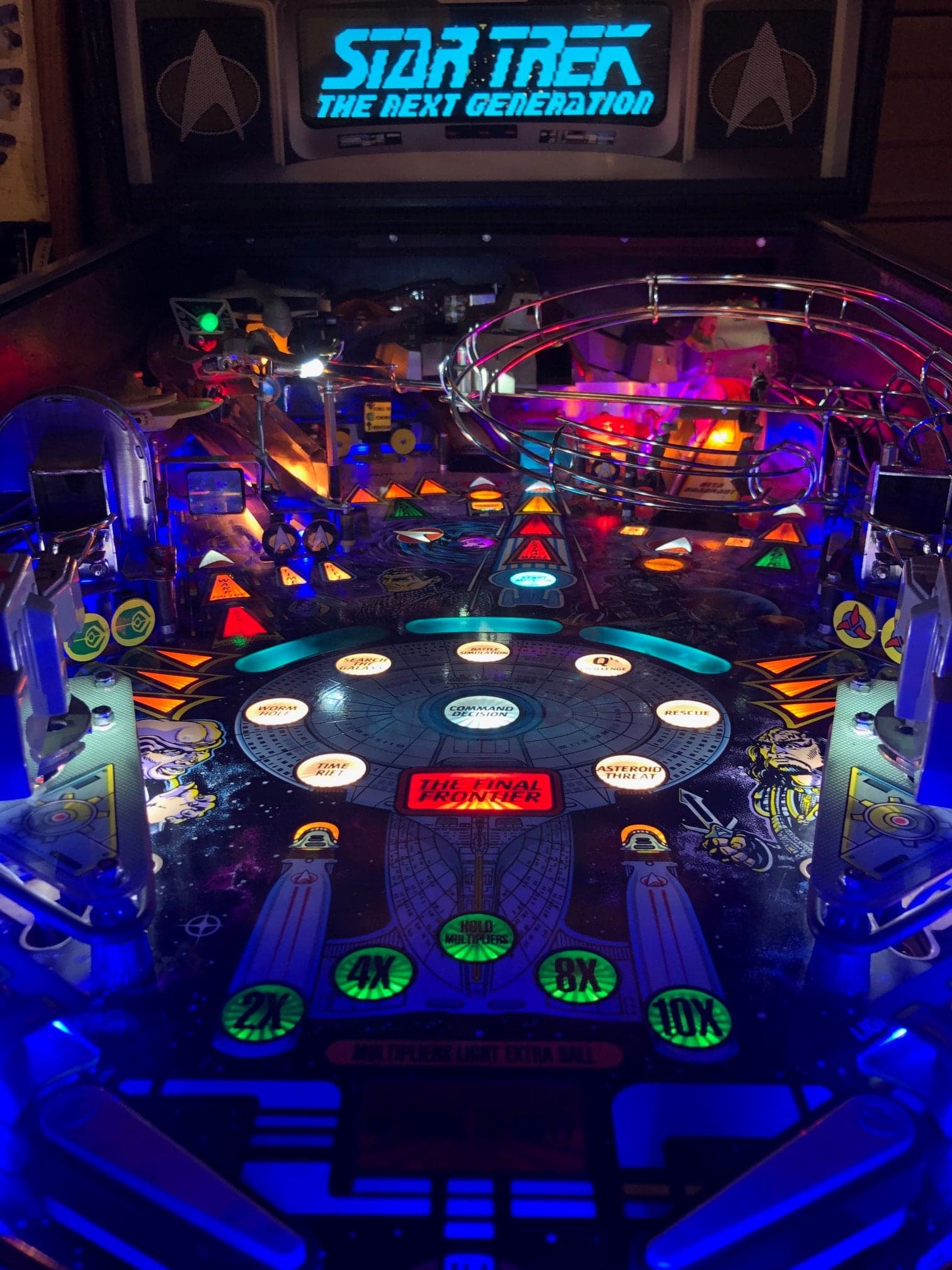 Replaced bulbs with LEDs, added several to illuminate entire play area. Changed DMD to color. Added cannon laser targeting. added Cardassian, Ferengi ships.