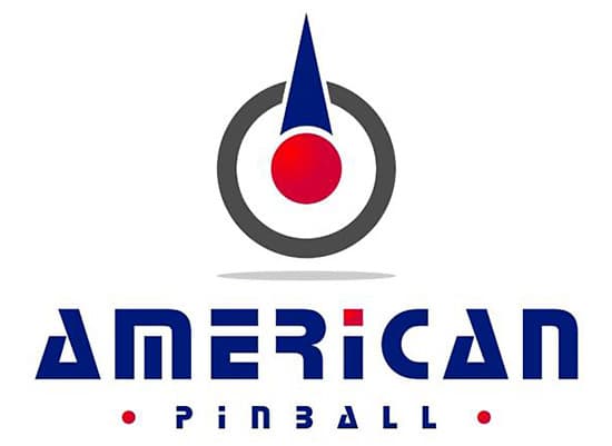 American Pinball logo with stylized red, white, and blue circular design