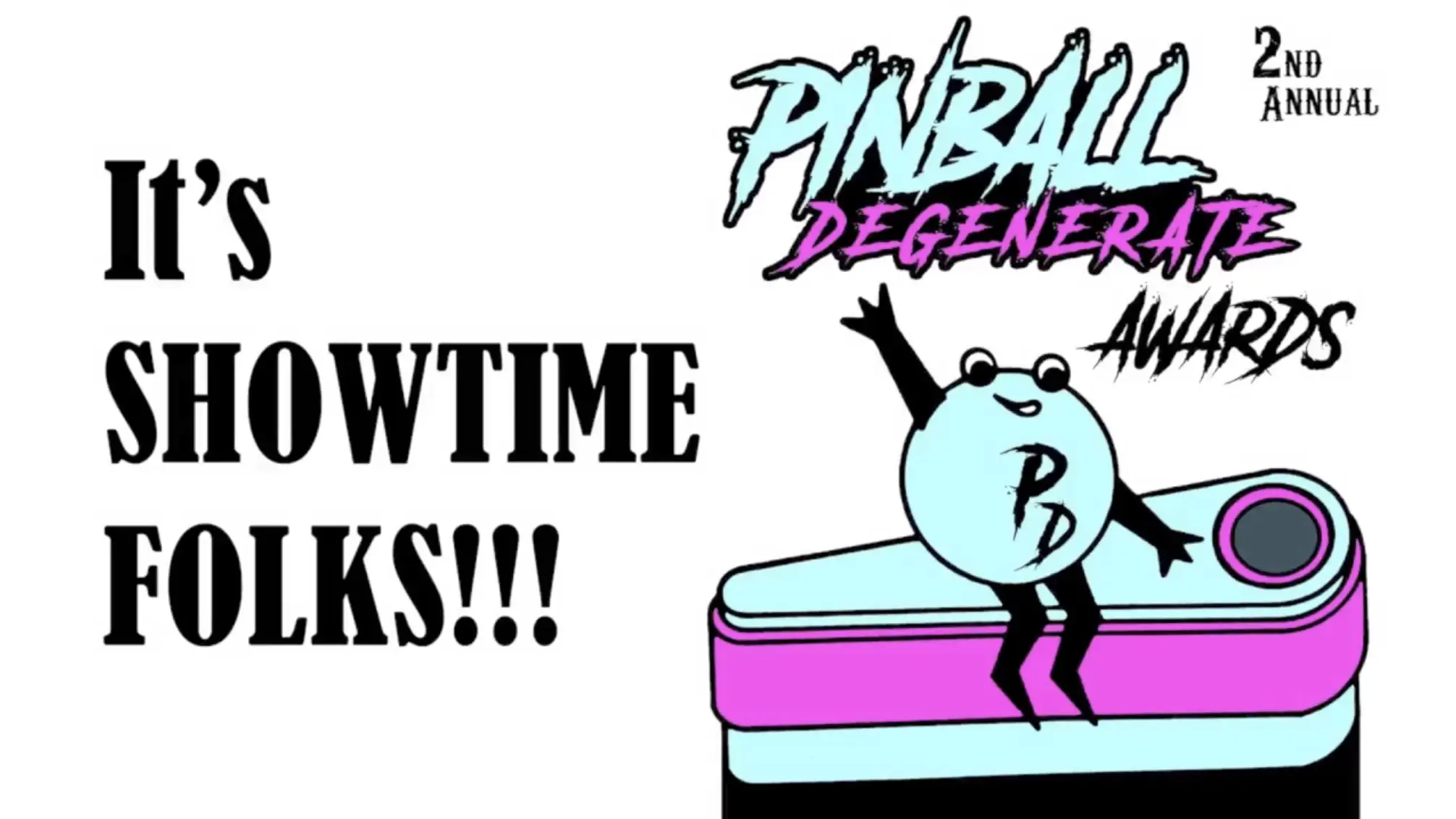 Poster for 2nd Annual Pinball Degenerate Awards with cartoon character