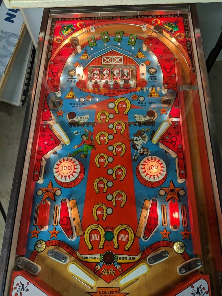 bally 1970s vintage pinball flip flop playfield