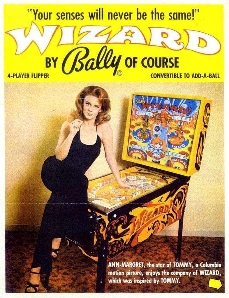 bally wizard pinball flyer 1975